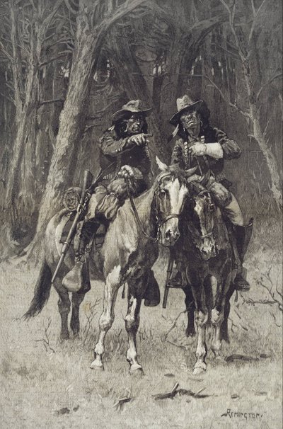 Cheyenne Scouts Patrolling the Big Timber of the North Canadian, Oklahoma by Frederic Remington